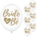 Balony lateksowe złoty napis Bride to Be transparentne 30cm 6szt - 1