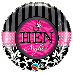 Balon foliowy okrągły czarny różowy na Wieczór Panieński Hen Night 45cm