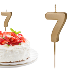 Świeczka urodzinowa na tort Cyferka Cyfra 7 złota metaliczna 5cm