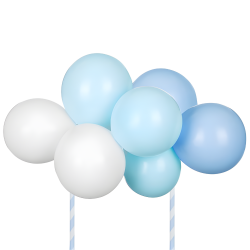 Topper balonowy na tort Niebieskie Białe Balony Baloniki dekoracyjny 29cm