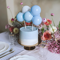 Topper balonowy na tort Niebieskie Białe Balony Baloniki dekoracyjny 29cm - 2