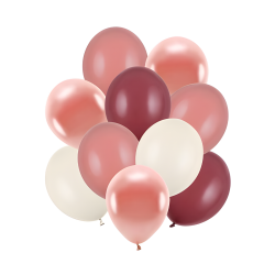 Balony lateksowe zestaw różowe bordowe kremowe 30cm 10szt