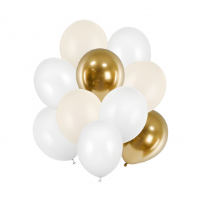 Balony lateksowe zestaw białe kremowe złote metaliczne 30cm 10szt - 1