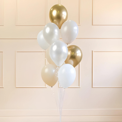 Balony lateksowe zestaw białe kremowe złote metaliczne 30cm 10szt - 3