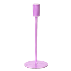 Świecznik aluminiowy różowy liliowy wysoki prosty dekoracyjny 23cm