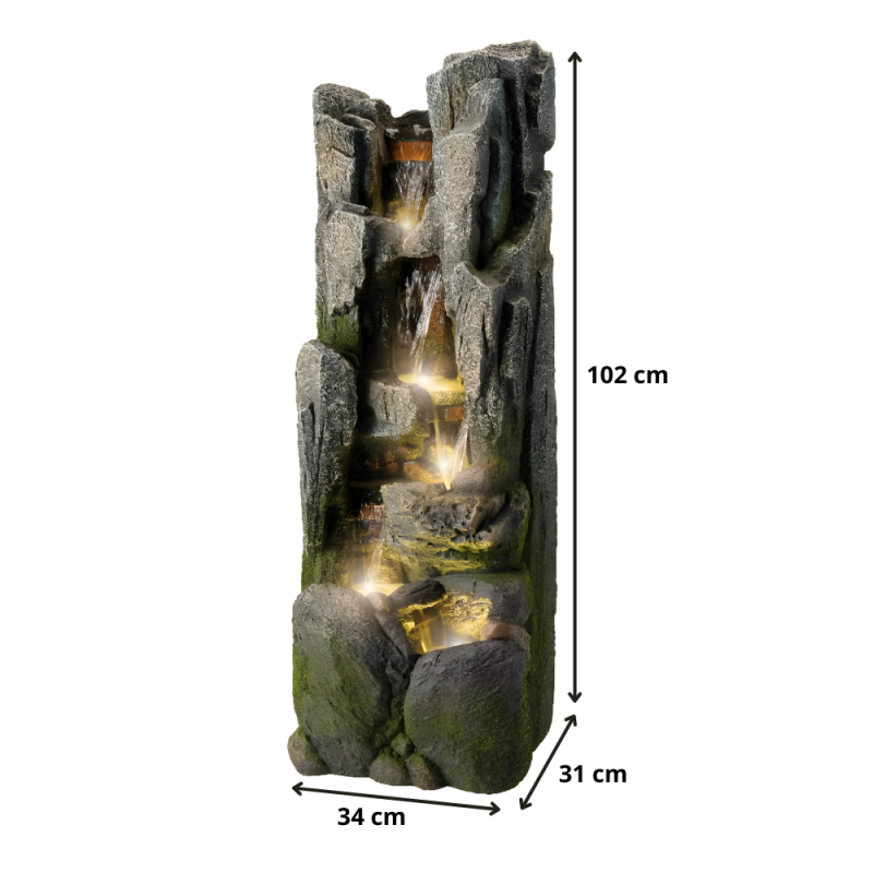 Fontanna ogrodowa Wodospad skalny kamienny LEDowa 102cm - 3