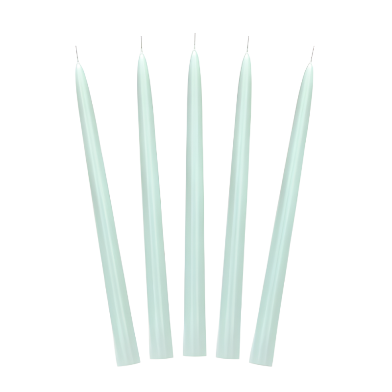 Świeczki Świece Stożkowe miętowe jasnozielone proste długie 24cm 10szt - 2