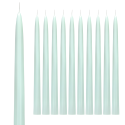 Świeczki Świece Stożkowe miętowe jasnozielone proste długie 24cm 10szt - 1