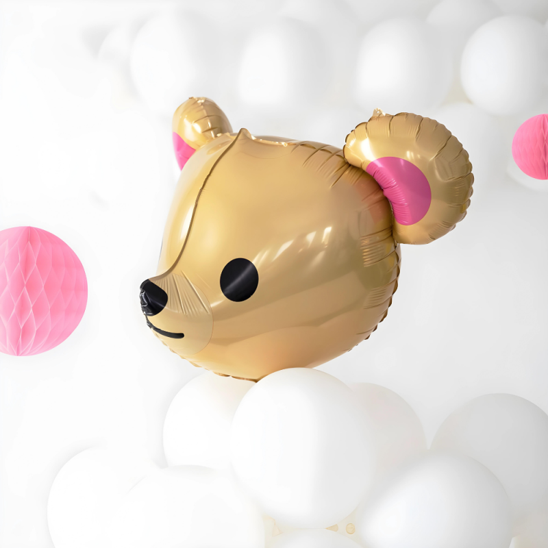 Balon foliowy Miś Niedźwiadek kremowy trójwymiarowy 3D zwierzątko 59cm - 3