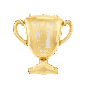 Balon foliowy Puchar Nagroda Trofeum Jesteś nr 1 złoty metaliczny 79cm - 1