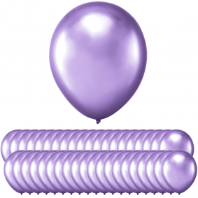 Balony lateksowe fioletowe chromowane na urodziny ZESTAW 27cm 50szt - 1