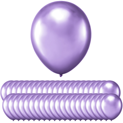 Balony lateksowe fioletowe chromowane na urodziny ZESTAW 27cm 50szt - 1