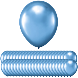 Balony lateksowe niebieski chromowane na urodziny ZESTAW 27cm 50szt - 1