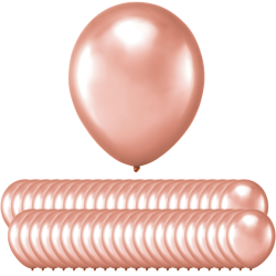 Balony lateksowe różowo złote chromowane na urodziny ZESTAW 27cm 50szt