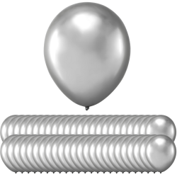 Balony lateksowe srebrne chromowane na urodziny ZESTAW 27cm 50szt