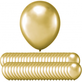 Balony lateksowe złote chromowane na urodziny ZESTAW 27cm 50szt - 1