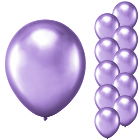 Balony lateksowe fioletowe chromowane na urodziny ZESTAW 27cm 10szt - 1