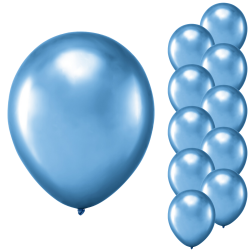 Balony lateksowe niebieskie chromowane na urodziny ZESTAW 27cm 10szt
