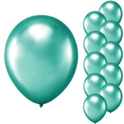 Balony lateksowe zielone chromowane na urodziny ZESTAW 27cm 10szt
