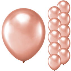 Balony lateksowe różowe złoto chromowane na urodziny ZESTAW 27cm 10szt