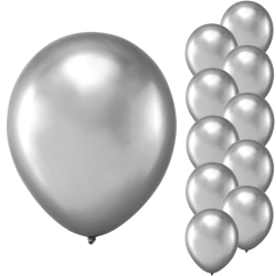 Balony lateksowe srebrne chromowane na urodziny ZESTAW 27cm 10szt - 1