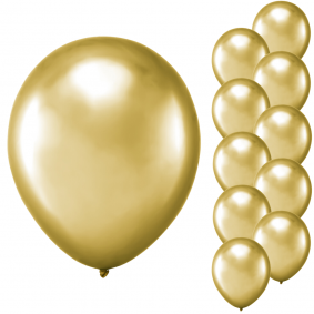 Balony lateksowe złote chromowane na urodziny ZESTAW 27cm 10szt - 1