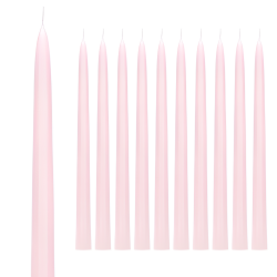 Świeczki Świece Stożkowe matowe pudrowy róż różowe proste długie 24cm 10szt