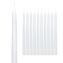 Świeczki Świece Stożkowe matowe białe czyste proste długie 24cm 10szt