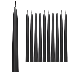 Świeczki Świece Stożkowe matowe czarne proste długie 24cm 10szt - 1