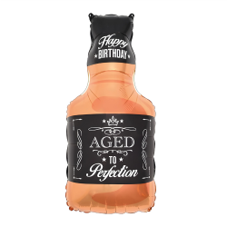 Balon foliowy czarny pomarańczowy Butelka Whisky urodzinowy duży 93cm