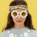 Okulary białe Stokrotki żółte szkła w kształcie kwiatka dla dzieci 13cm - 3
