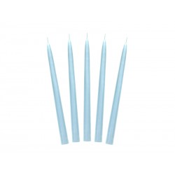 Świeczki Świece Stożkowe matowe jasne niebieskie proste długie 24cm 10szt - 2