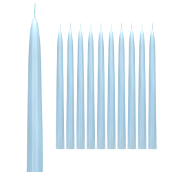 Świeczki Świece Stożkowe matowe jasne niebieskie proste długie 24cm 10szt