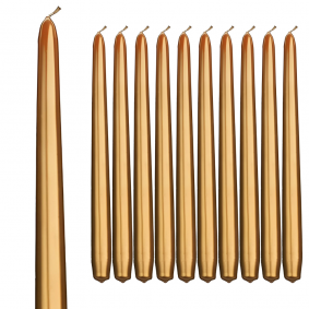 Świeczki Świece Stożkowe złote metalizowane proste długie 29cm 10szt - 1