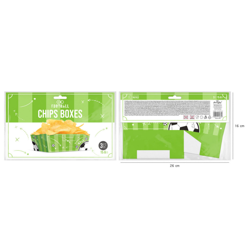 Pudełka Kartoniki na Chipsy Popcorn zielone Piłka Nożna Football 15cm 3szt - 2