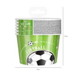 Kubeczki Pojemniki do lodów okrągłe zielone Piłka Nożna Football 6szt 150ml - 3