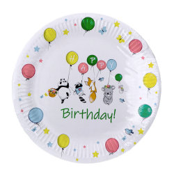 Talerze Talerzyki papierowe urodzinowe okrągłe Zwierzątka Balony 23cm 8szt - 2
