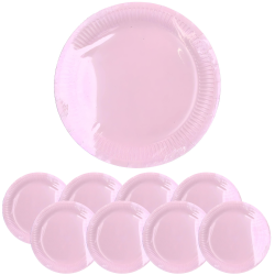 Talerze Talerzyki papierowe okrągłe pudrowo-różowe różowe 23cm 8szt - 1