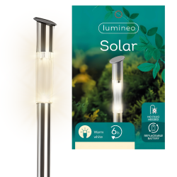 LAMPA Lampka solarna ogrodowa nowoczesna srebrna LEDowa ciepły biały 57cm