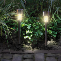 LAMPA lampka SOLARNA wbijana ogrodowa srebrna LEDowa ciepły biały 24cm - 4