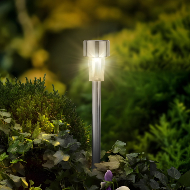 LAMPA lampka SOLARNA wbijana ogrodowa srebrna LEDowa ciepły biały 24cm - 5