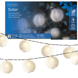 GIRLANDA ogrodowa świetlna solarna Lampiony białe LEDowe ciepły biały 4,5m - 1