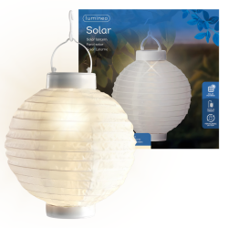 LAMPION świetlny ogrodowy solarny okrągły biały LEDowy ciepły biały 23cm