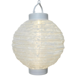 LAMPION świetlny ogrodowy solarny w łatki biały LEDowy ciepły biały 23cm - 2