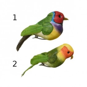Ptaszek kolorowy na klipsie zielony ozdoba 4x10cm - 1
