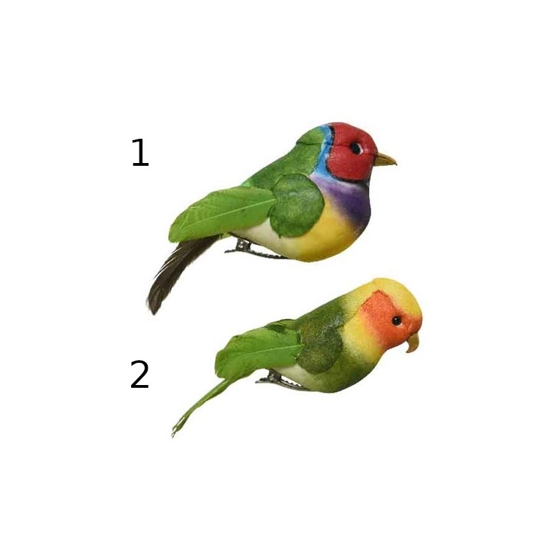 Ptaszek kolorowy na klipsie zielony ozdoba 4x10cm - 1