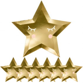 Talerze Talerzyki papierowe Gwiazda złota w kształcie Gwiazdy 27cm 6szt - 1