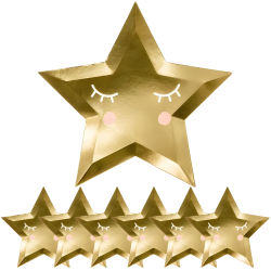 Talerze Talerzyki papierowe Gwiazda złota w kształcie Gwiazdy 27cm 6szt