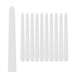 Świeczki Świece Stożkowe białe czyste proste długie stołowe 25cm 10szt