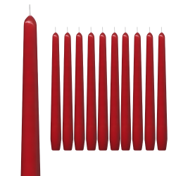 Świeczki Świece Stożkowe czerwone proste długie stołowe 25cm 10szt